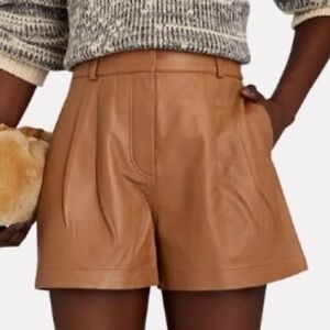 Frame Brown Leather Shorts 25